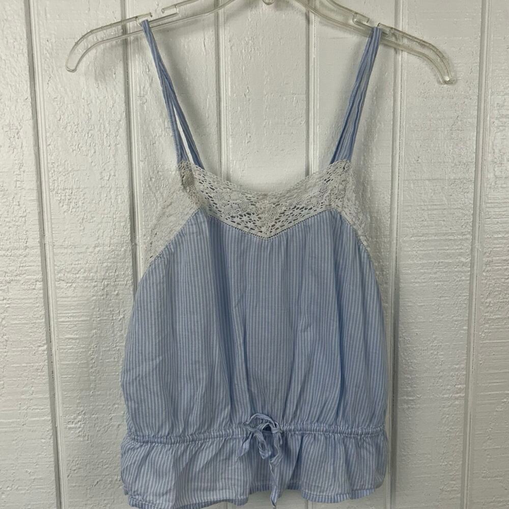 GAP Lace Trim Camisole Cottagecore Feminine Soft Girl Cotton Tank Blue XS - Picture 8 of 8